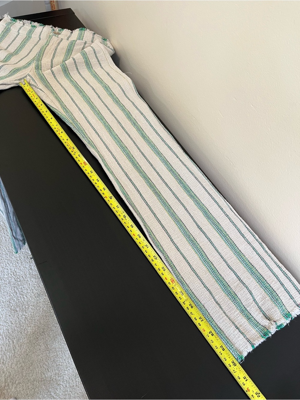 Zara Beth Pant - Cream Pants with Green Vertical Stripes - Picture 14 of 16